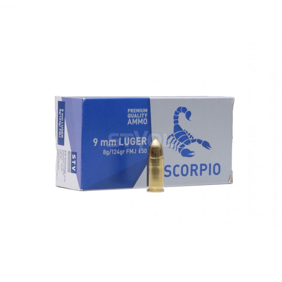 Патрон спортивный STV Scorpio 9mm FMJ Luger кал.9х19 124GR (8,04 г