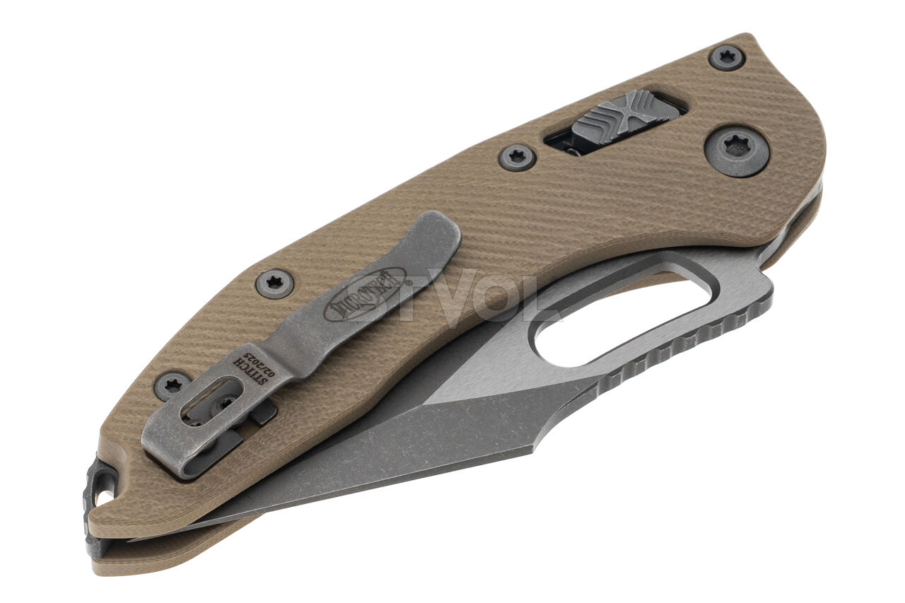 Ніж Microtech Stitch Ram-Lock, fluted, Apoc, руків'я G10 tan