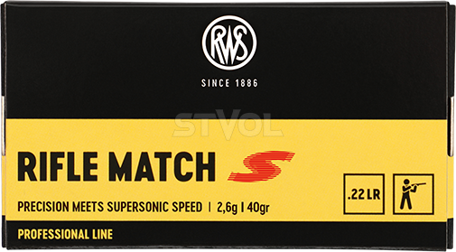 2314372 Патроны нарезные RWS Rifle Match S, кал. 22 LR, 40GR (2,6 г), 345 м/с, 50 шт/уп Фото 2