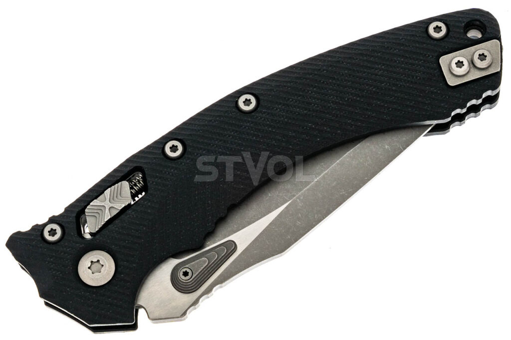 Ніж Microtech Amphibian Ram-Lok, клинок Apoc Fluted, чорне руків'я G10 фото 3