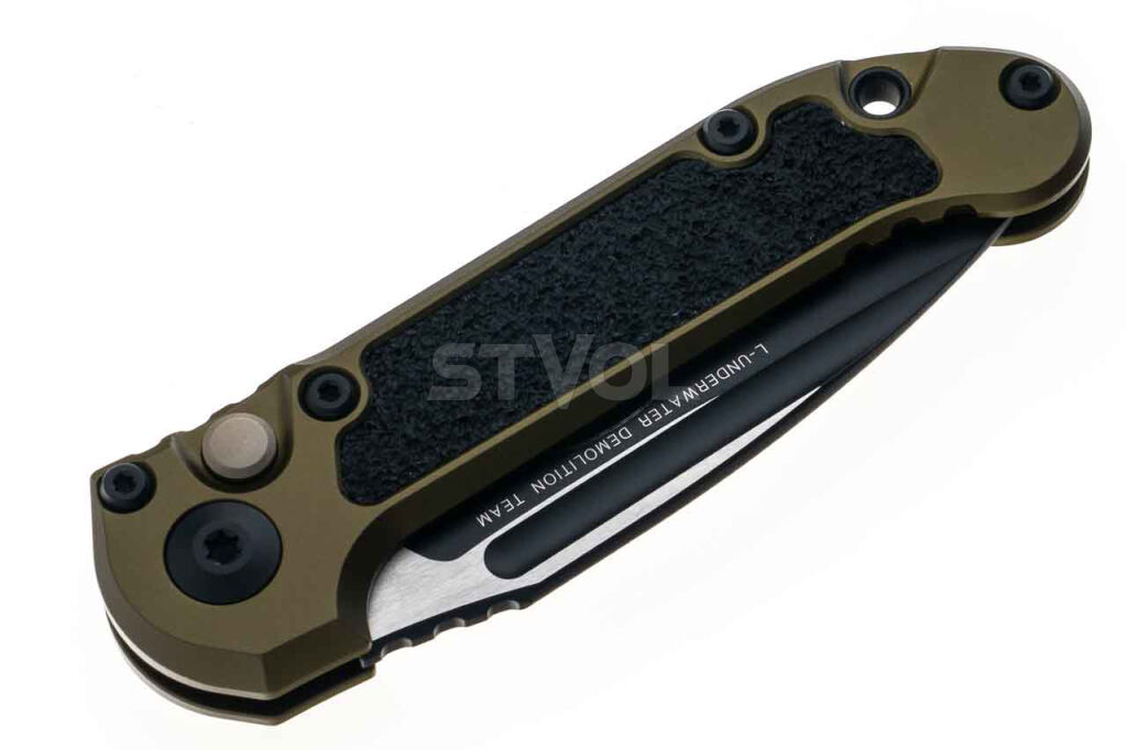 Ніж Microtech L.U.D.T S/E Gen III.,  чорний клинок, напівсеррейтор, руків'я  OD green фото 4