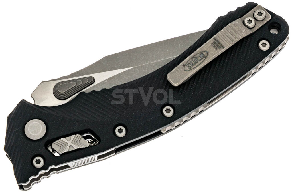 Ніж Microtech Amphibian Ram-Lok, клинок Apoc Fluted, чорне руків'я G10 фото 4
