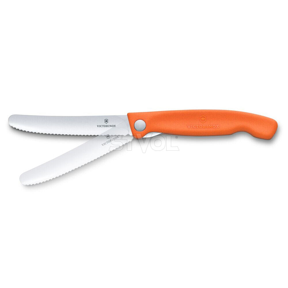 Ніж кухонний складний Victorinox SwissClassic 11 см, серрейтор, заокруглений, помаранчевий фото 3