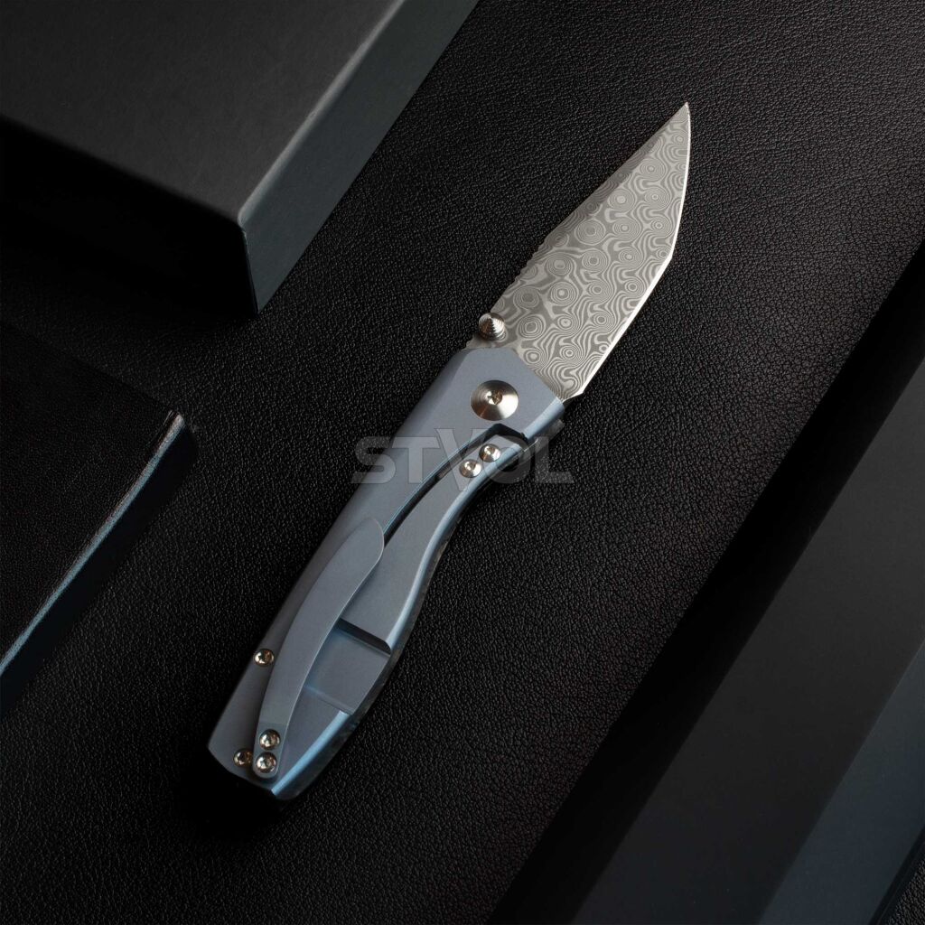 Нож Ocaso "Delos", Dark Matter Blue, Damascus Фото 4