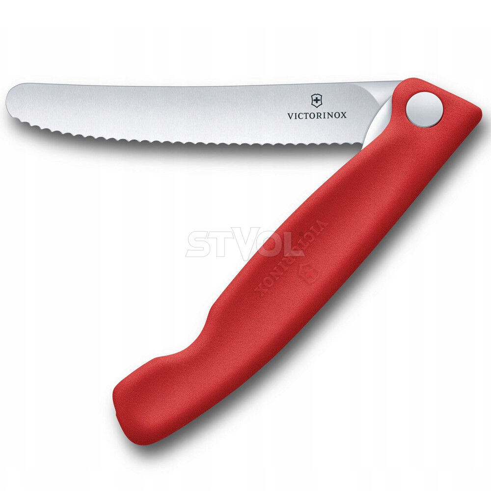 Ніж кухонний складний Victorinox SwissClassic 11 см, серрейтор, заокруглений, червоний фото