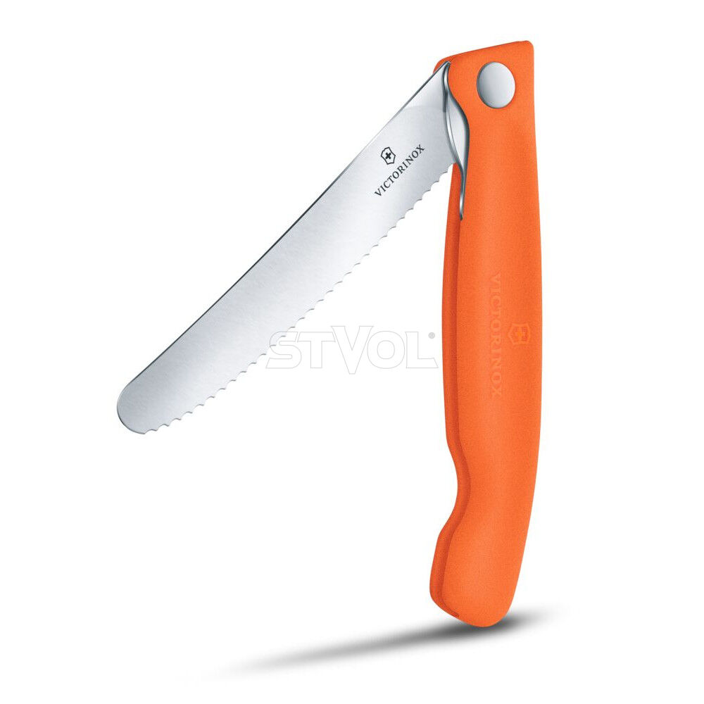 Ніж кухонний складний Victorinox SwissClassic 11 см, серрейтор, заокруглений, помаранчевий фото 4