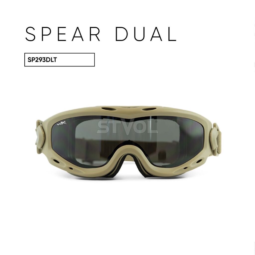 Окуляри захисні, Wiley X не корегувальні, з лінзами з пласмас Mask SP293DLT Spear Dual Smoke/Clear/R фото