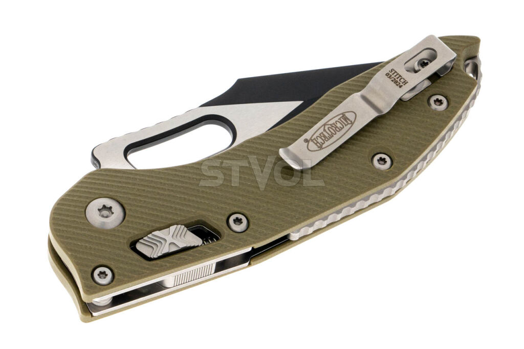 Ніж Microtech Stitch S/E Ram-Lock, fluted, чорний клинок, руків'я G10 G10 OD green фото 5