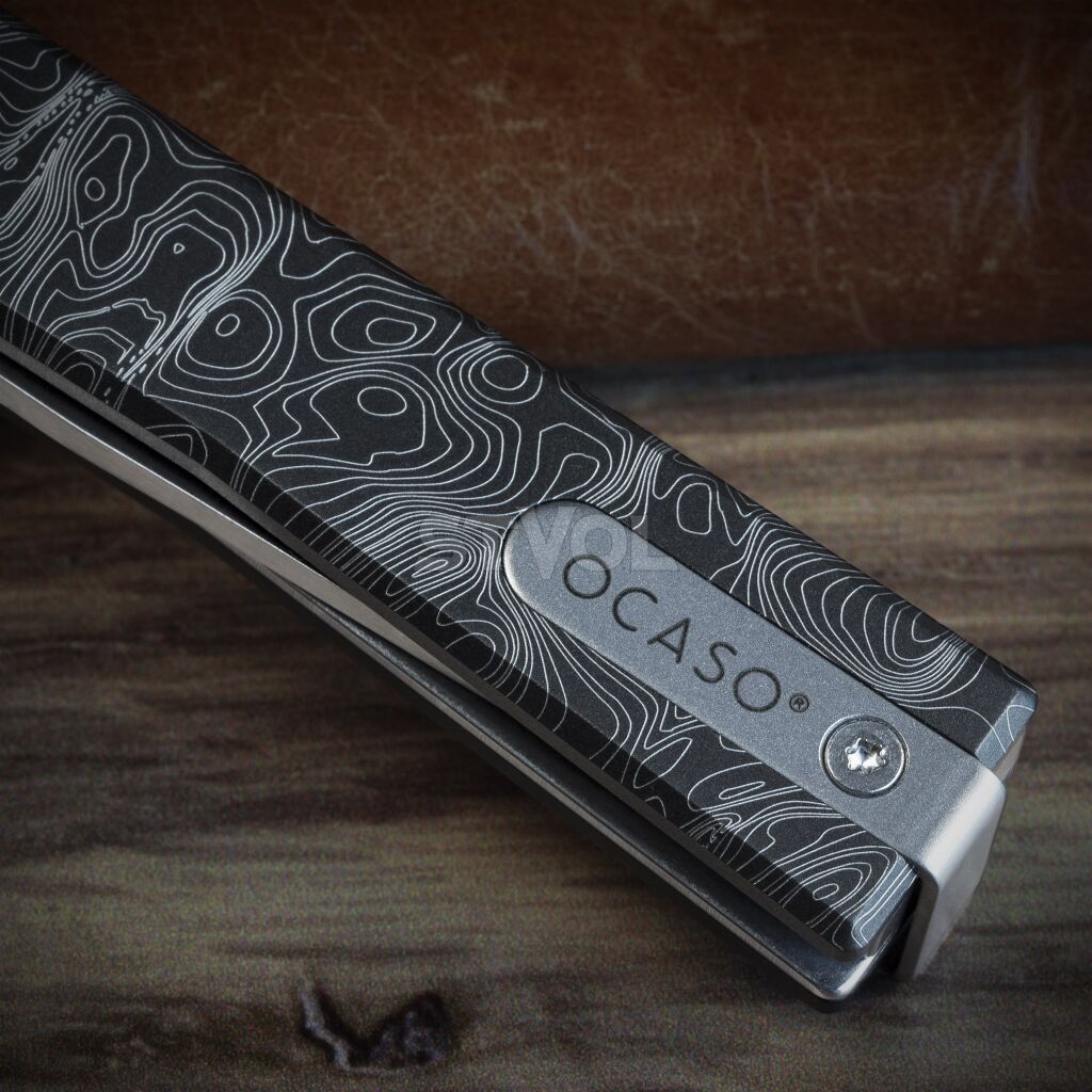 Ніж Ocaso "Solstice", Engraved titanium, Topo Pattern, Satin фото 5