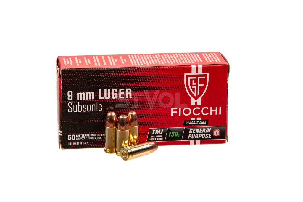 Патрони нарізні Fiocchi 9х19 Luger Subsonic FMJ 158 Gr (10.24 г) 50 шт. фото