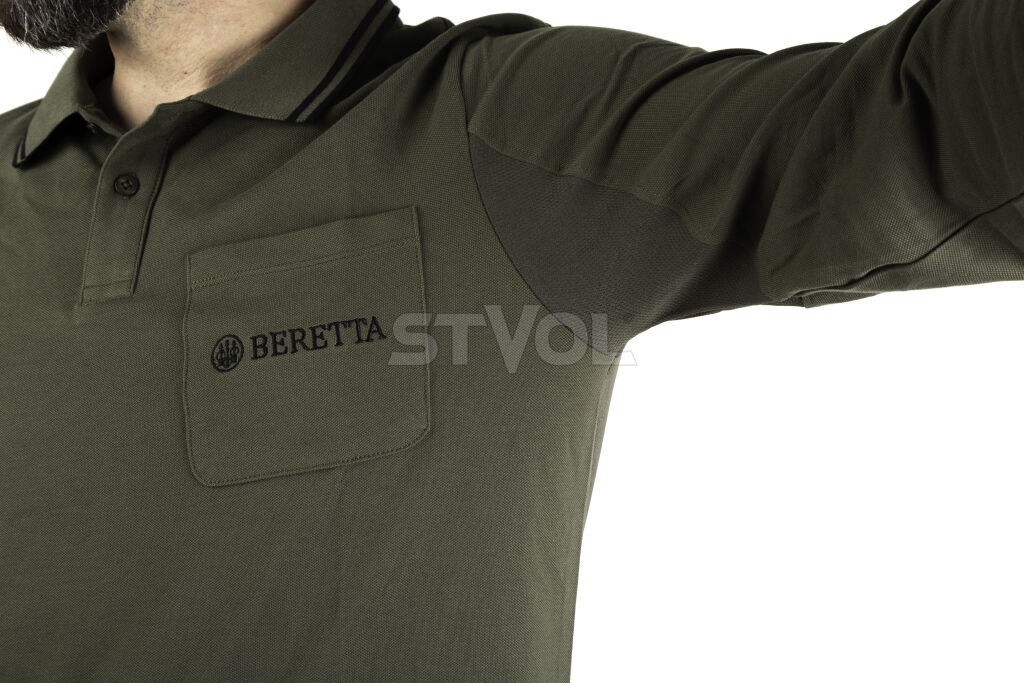 Футболка мужская с длинным рукавом Airmesh Polo LS "Beretta"  (олива) Фото 3