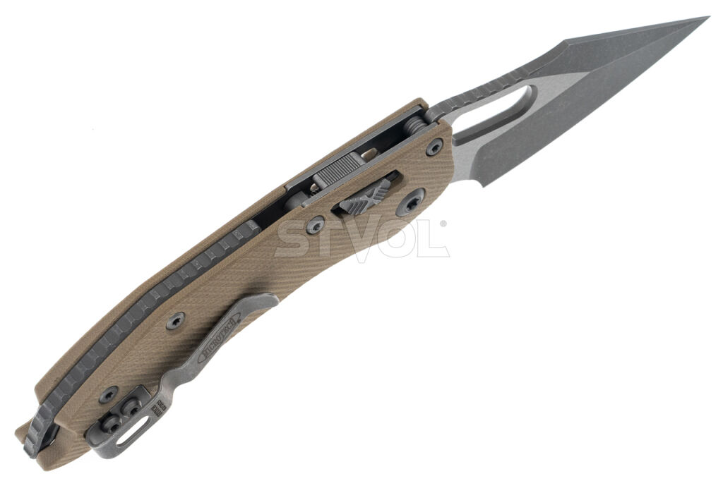 Ніж Microtech Stitch Ram-Lock, fluted, Apoc, руків'я G10 tan фото 3