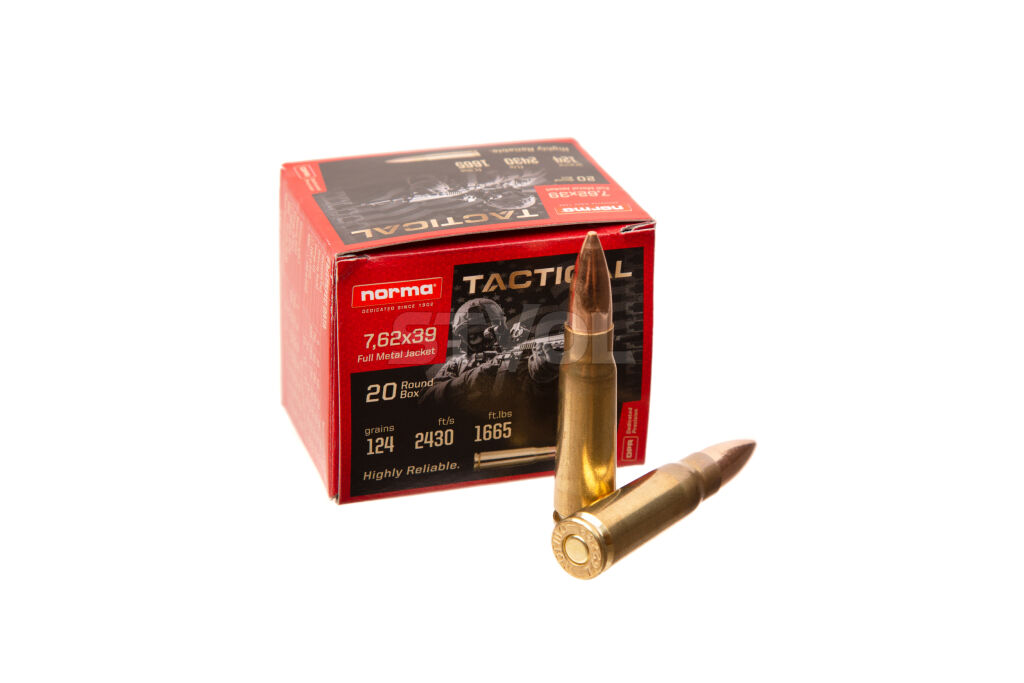 Патрон нарезной Norma Range & Training – 7.62×39 Tactical FMJ 124 GR