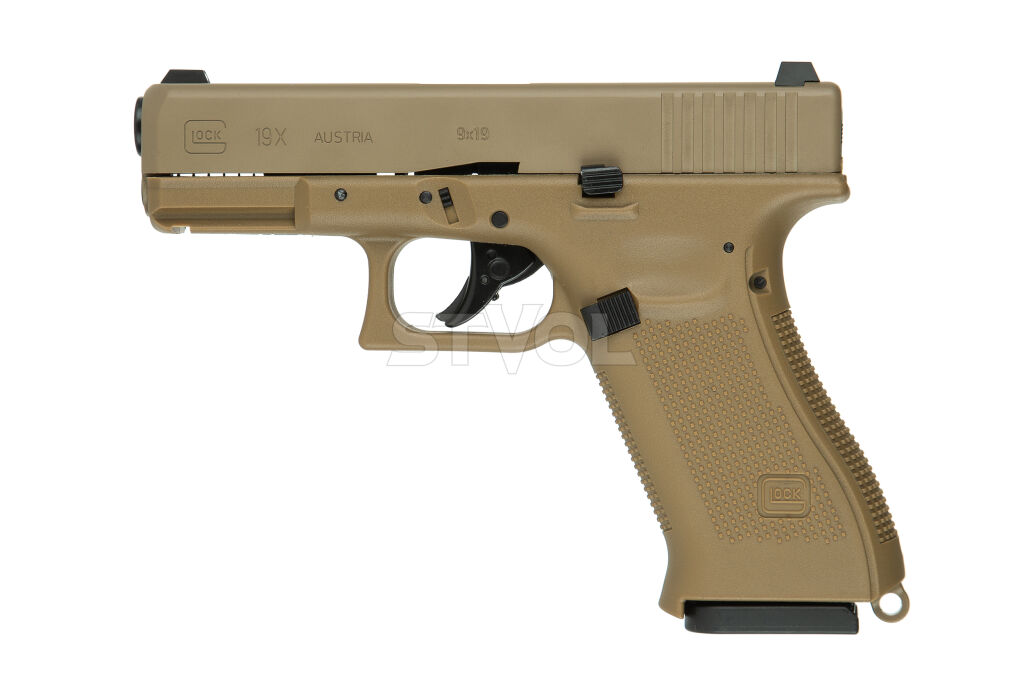 Пневматический пистолет Umarex Glock 19X TAN Blowback кал.4,5мм (с затворной задержкой)