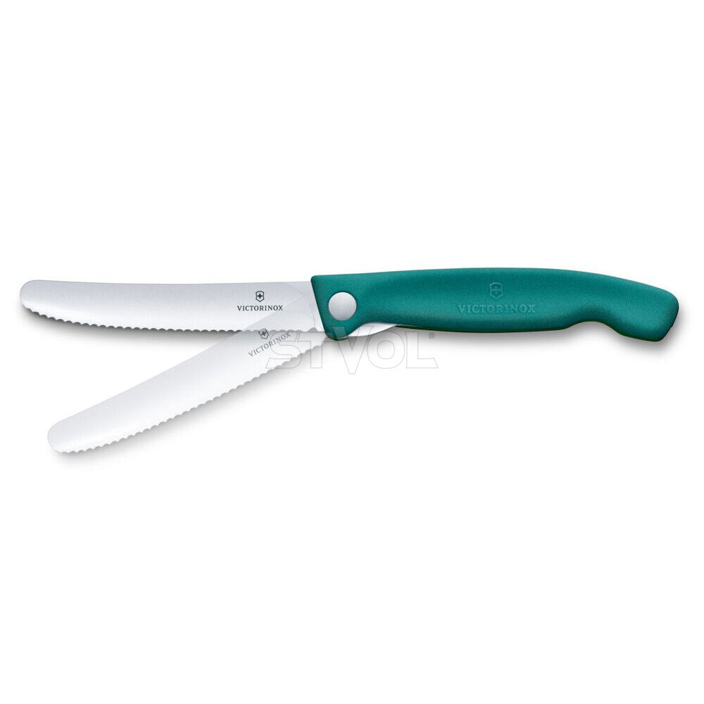Ніж кухонний складний Victorinox SwissClassic 11 см, серрейтор, заокруглений, зелений фото 3