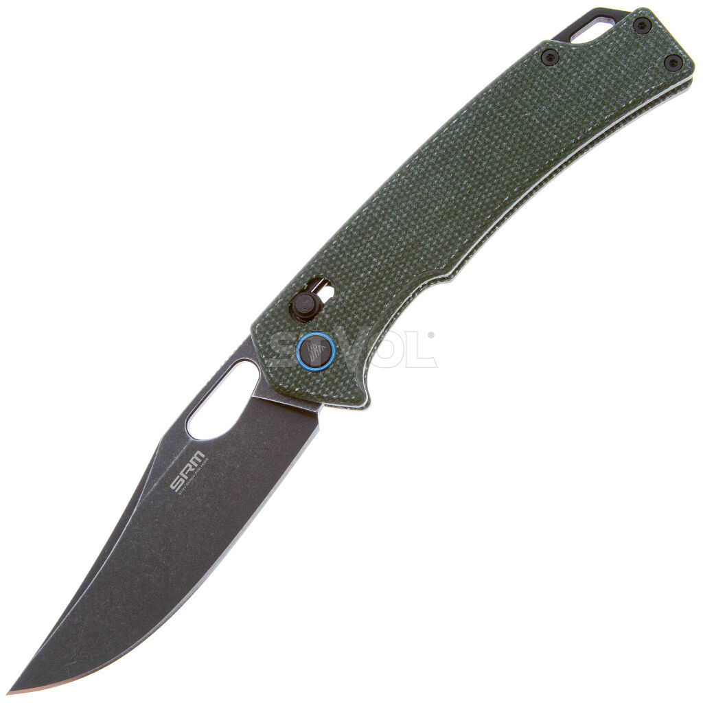 Нож SRM Retreiver 9203-MG2, 10Cr15CoMoV, зеленая микарта, черный