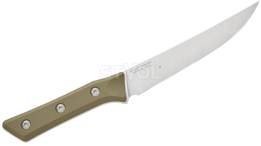 Обробний кухонний ніж Microtech Boning 6.125" Stonewash  OD Green G-10 фото 2