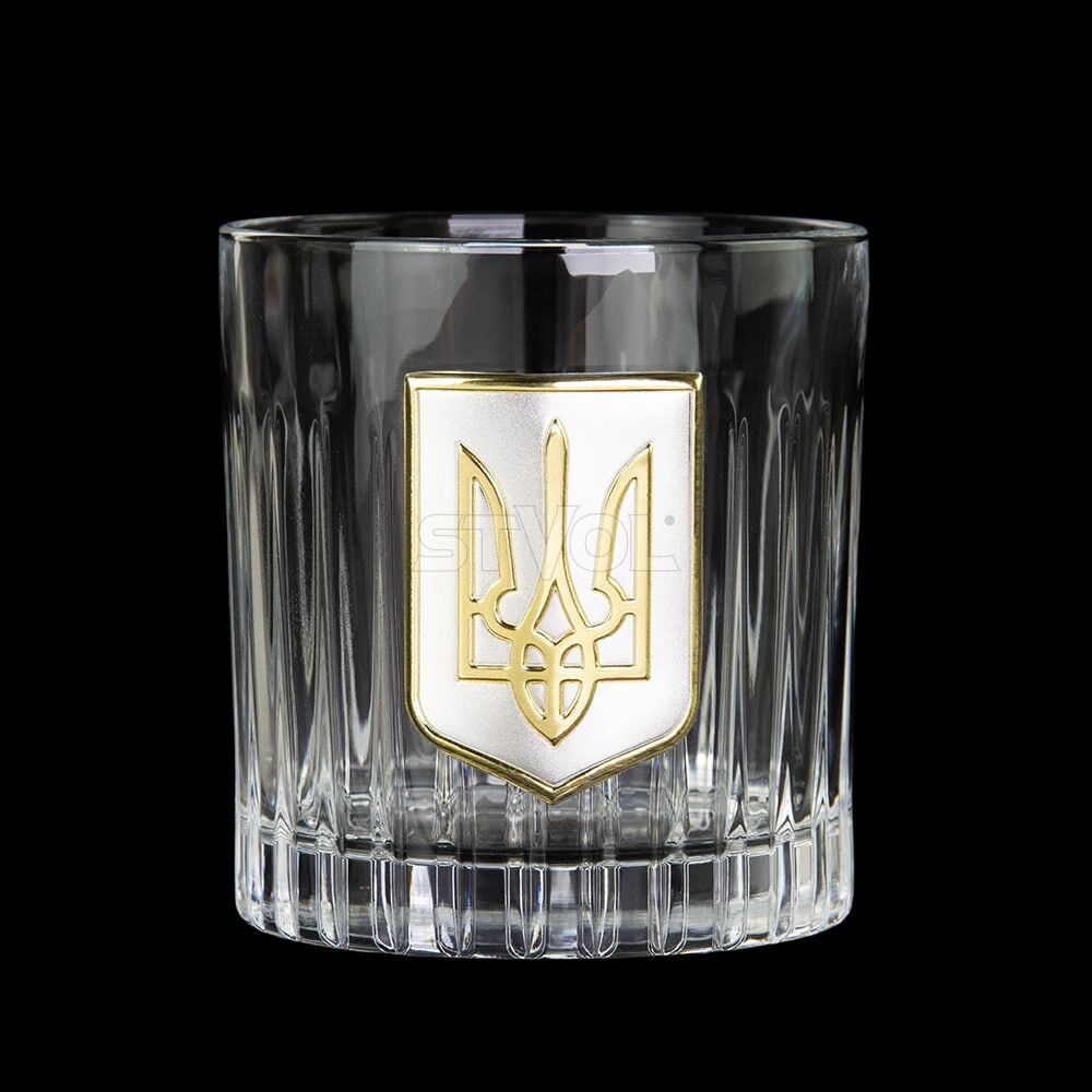 B2TRY2XG Набір келихів для віскі "ГЕРБОВИЙ" Boss Crystal, 2 келиха, срібло, золото, кришталь Фото 2
