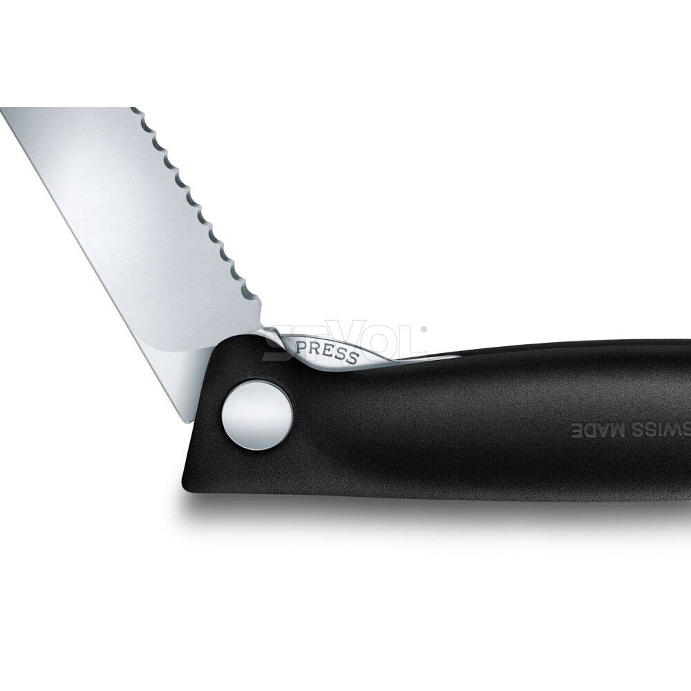 Ніж кухонний складний Victorinox SwissClassic 11 см, серрейтор, заокруглений, чорний фото 6
