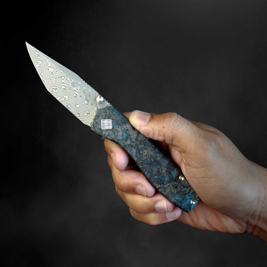 Нож Ocaso "Delos", Dark Matter Blue, Damascus Фото 6