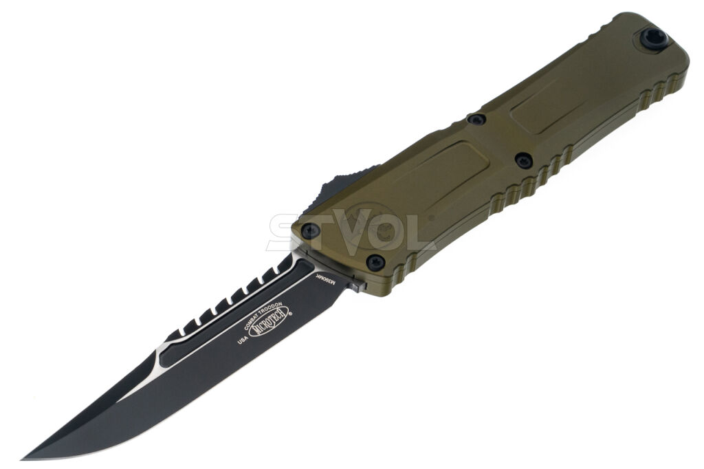 Ніж Microtech Combat Troodon Gen III OTF Iinterceptor, чорний клинок, руків'я OD green фото