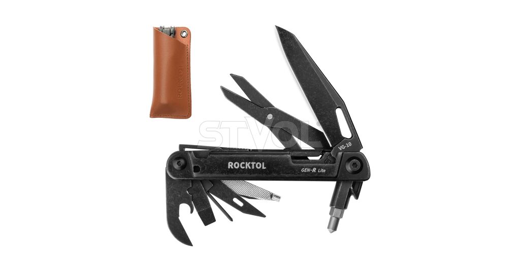Ніж-мультитул Rocktol GEN-R Lite  15-в-1 в шкіряному чохлі фото