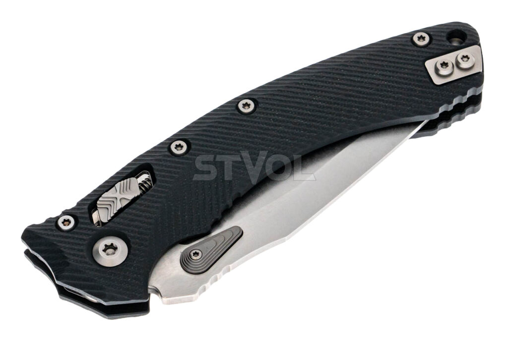 Ніж Microtech Amphibian Ram-Lok, клинок напівсер. Stwsh Fluted, руків'я чорне G10 фото 4