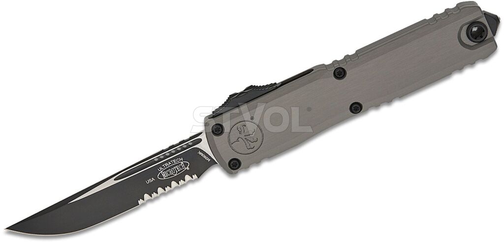 Ніж Microtech Ultratech Gen III OTF, ZBP D/E, tatical, напівсеррейтор, сірий фото