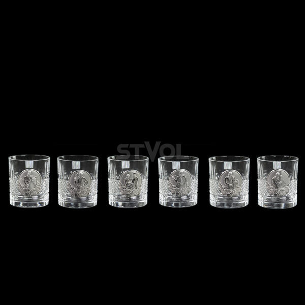 Набор для виски Boss Crystal "Казаки", 6 бокалов, накладки серебро Фото 2
