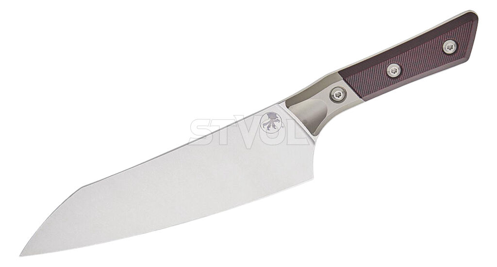 Шеф-ніж Microtech 8" Stonewash Standard Black Cherry G-10 з больстером фото