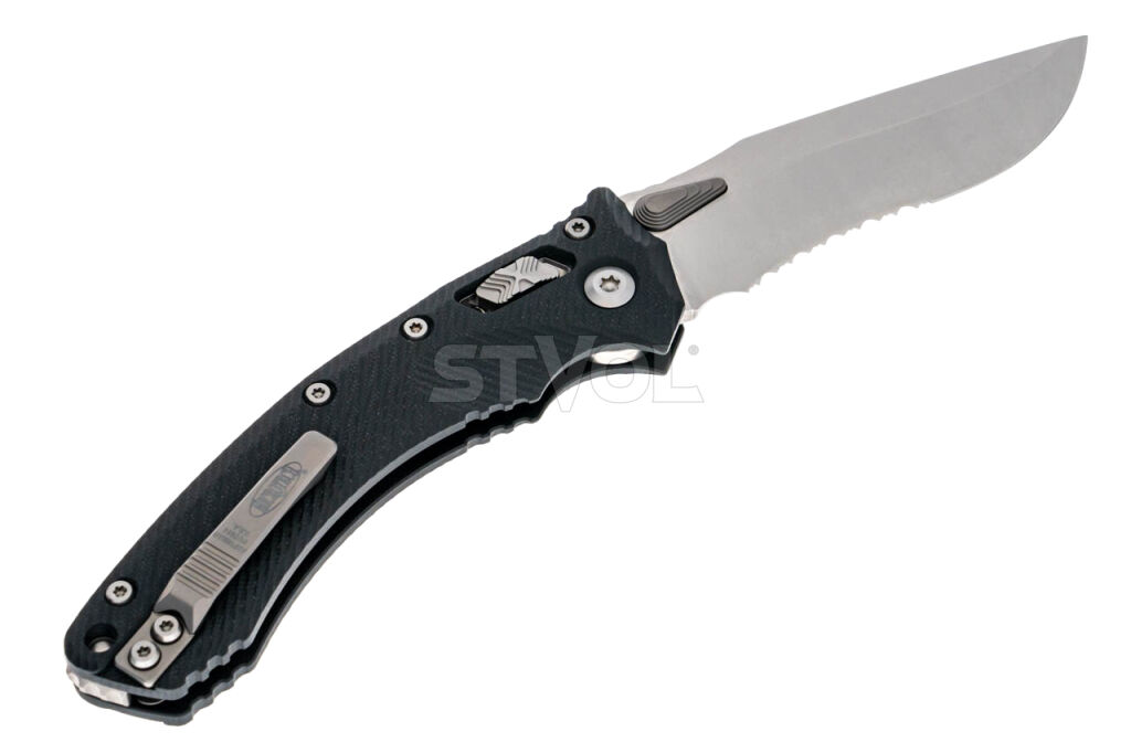 Ніж Microtech Amphibian Ram-Lok, клинок напівсер. Stwsh Fluted, руків'я чорне G10 фото 2