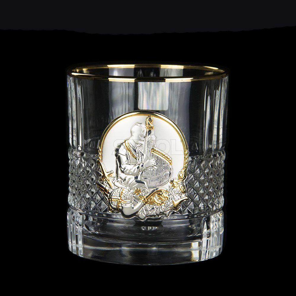 Набор для виски Boss Crystal "Казаки", 6 бокалов Brill Gold,  накладки золото Фото 7