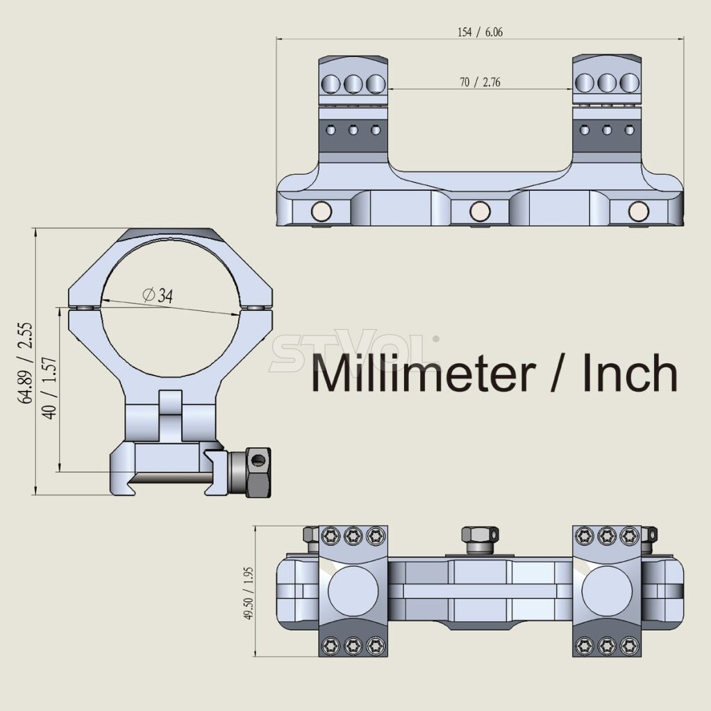 Моноблок Vector Optics 34 мм високий 20MOA фото 4