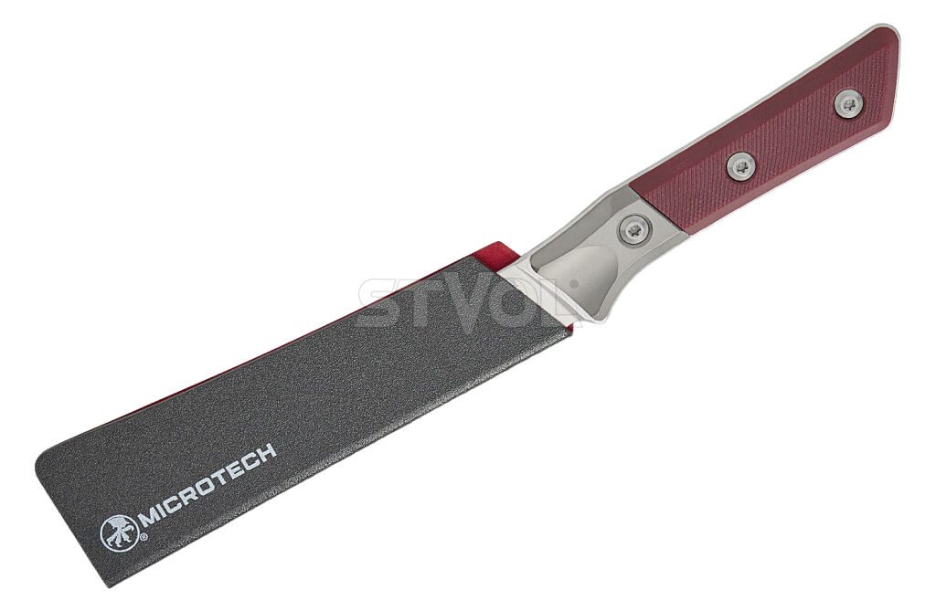 Обробний кухонний ніж Microtech Boning 6.125" Stonewash Merlot G-10 з больстером фото 3