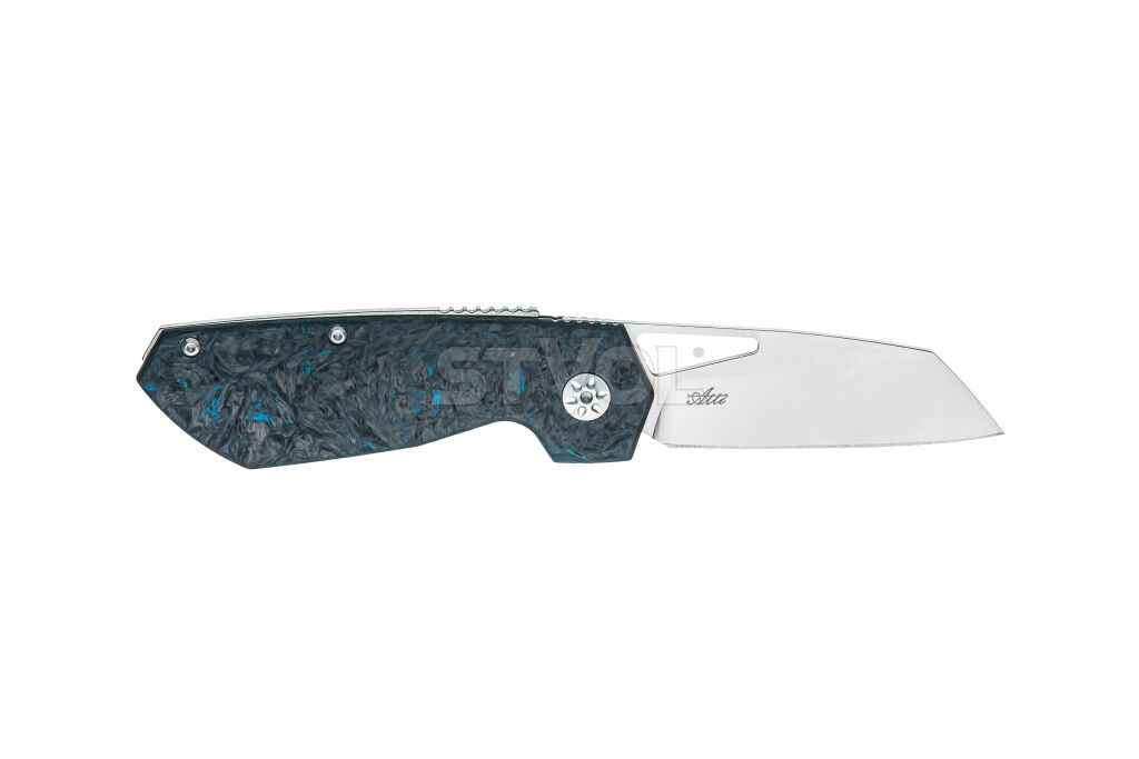 Ніж Maserin W2, M390,  fat carbon, синій фото 2