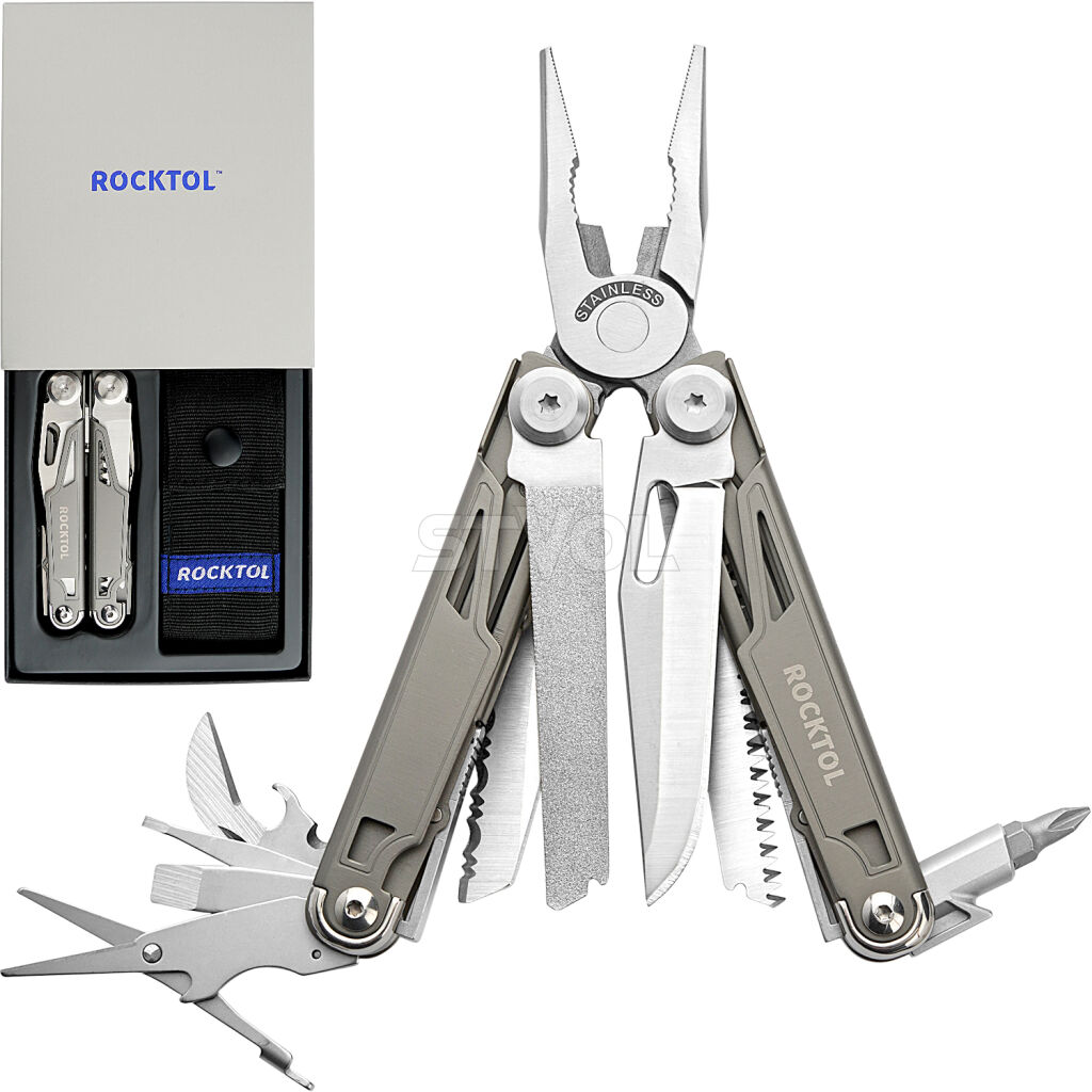 Мультитул Rocktol SK02VG 19-в-1 з титановим покриттям та нейлоновим чохлом в подарунковій коробці фото