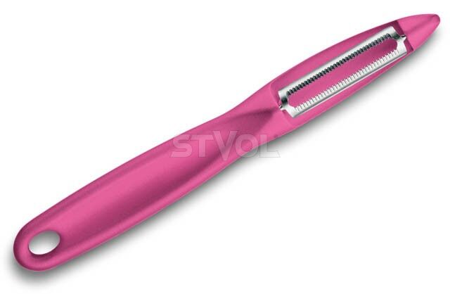Овочечистка універсальна Victorinox, серрейторна двостороння РК, рожева фото 3