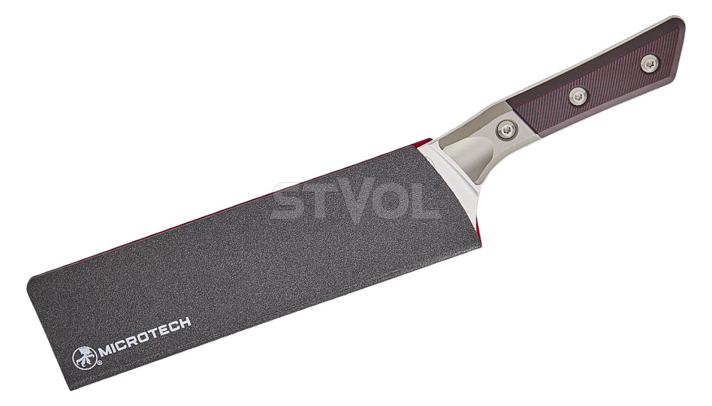 Шеф-ніж Microtech 8" Stonewash Standard Black Cherry G-10 з больстером фото 3