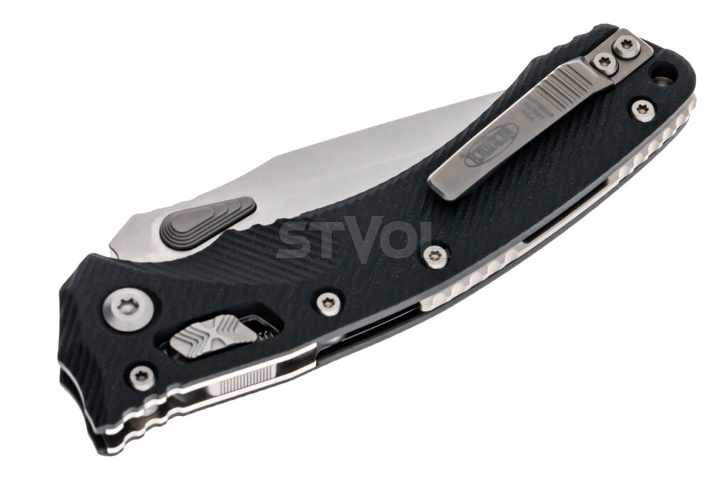 Ніж Microtech Amphibian Ram-Lok, клинок напівсер. Stwsh Fluted, руків'я чорне G10 фото 5