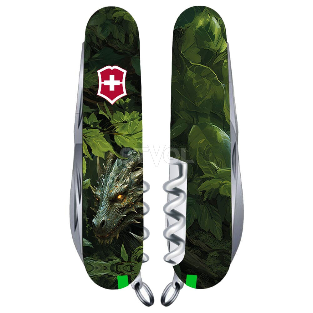 Нож Victorinox Swiss Army Huntsman Zodiac Зеленый деревянный дракон
