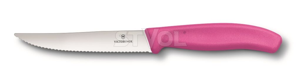 Нож кухонный столовый Victorinox SwissClassic 12 см, серрейтор, розовый