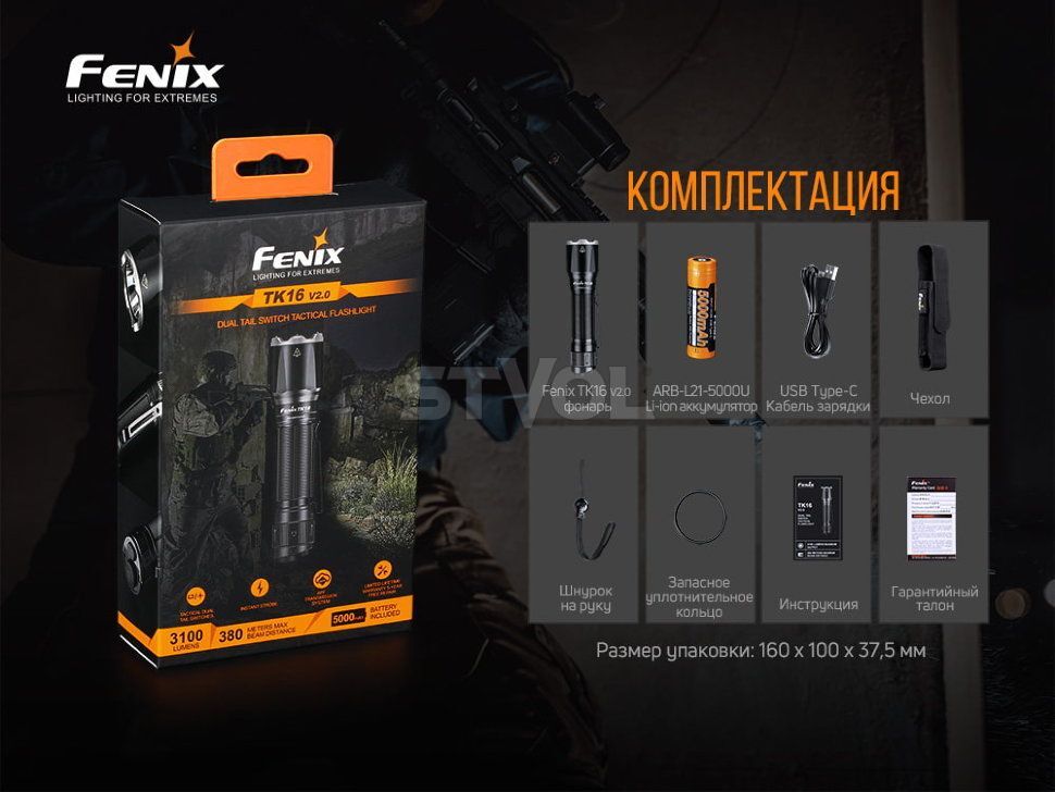 TK16V20TGR Ліхтар ручний Fenix TK16 V2.0, зелений Фото 5