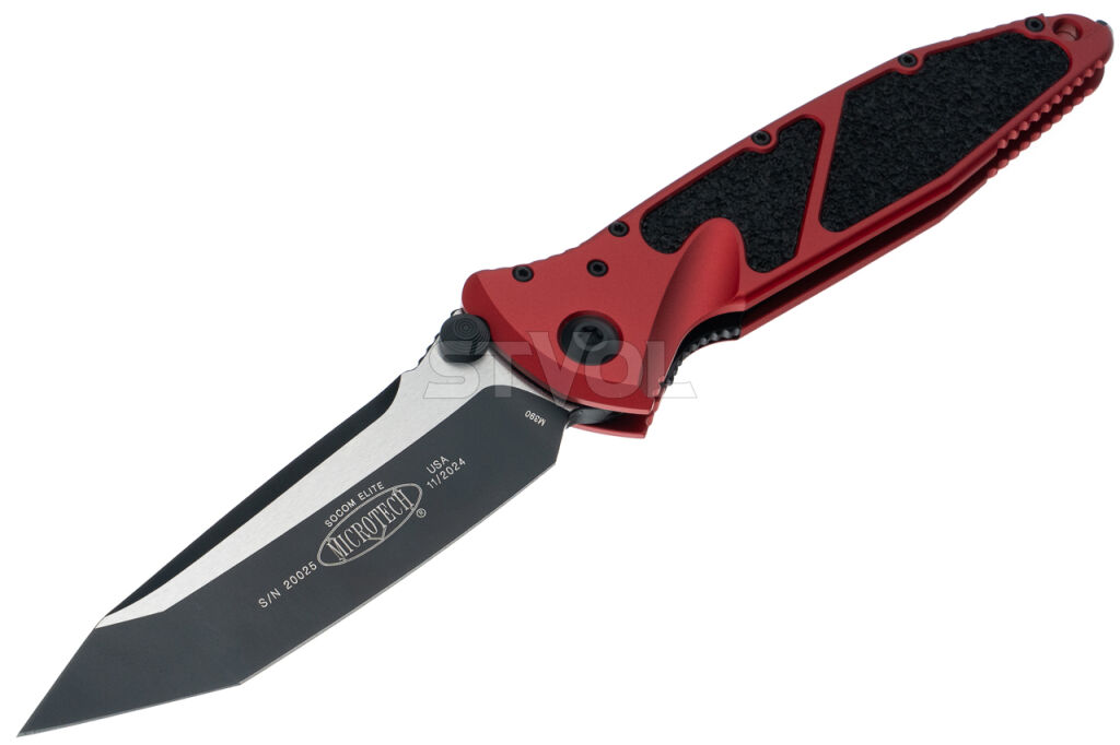 Нож Microtech Socom Elite T/E-M, tanto, черный, черно-красная рукоять