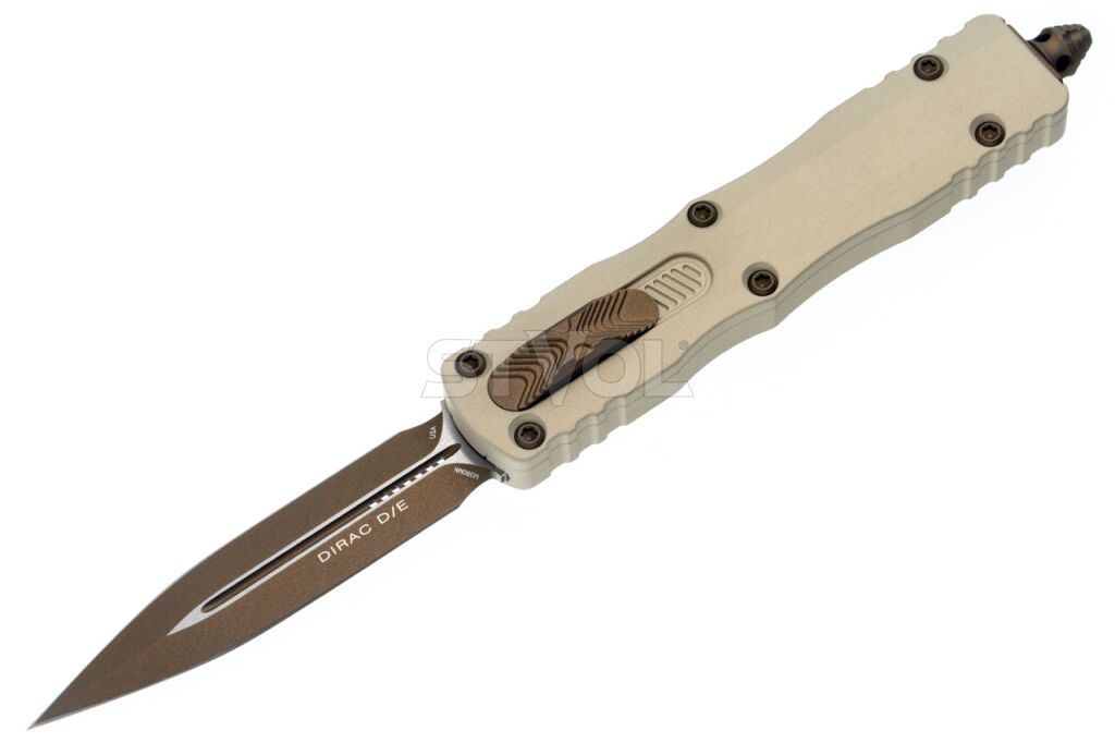 Нож Microtech Dirac D/E OTF, Burnt Bronze Standard Champagne