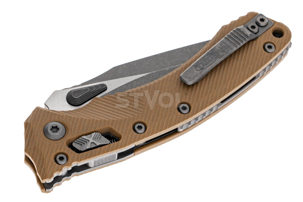 Ніж Microtech Amphibian Ram-Lok, клинок Apoc Fluted,  руків'я tan G10 фото 4