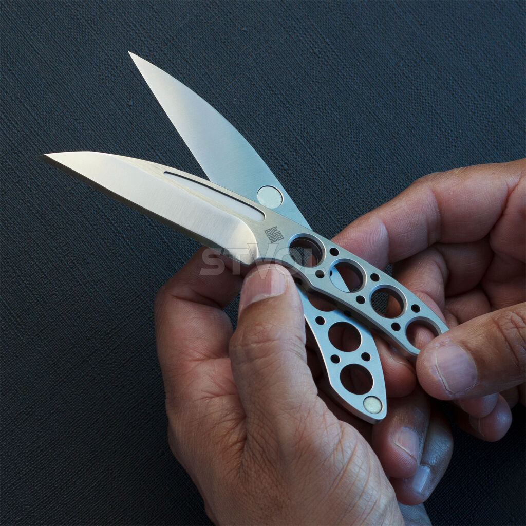 Набір з двох ножів Ocaso "Duo Desk Knife Wharncliffe" із підставкою з деревини горіха фото 6