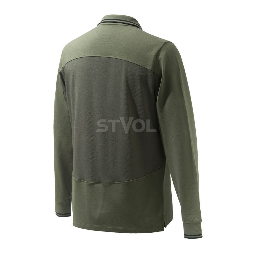 Футболка мужская с длинным рукавом Airmesh Polo LS "Beretta"  (олива) Фото 2