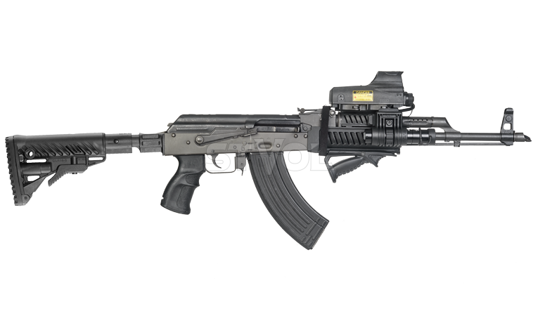 Приклад телескопічний з амортизатором FAB для AK 47, пісочний фото 6