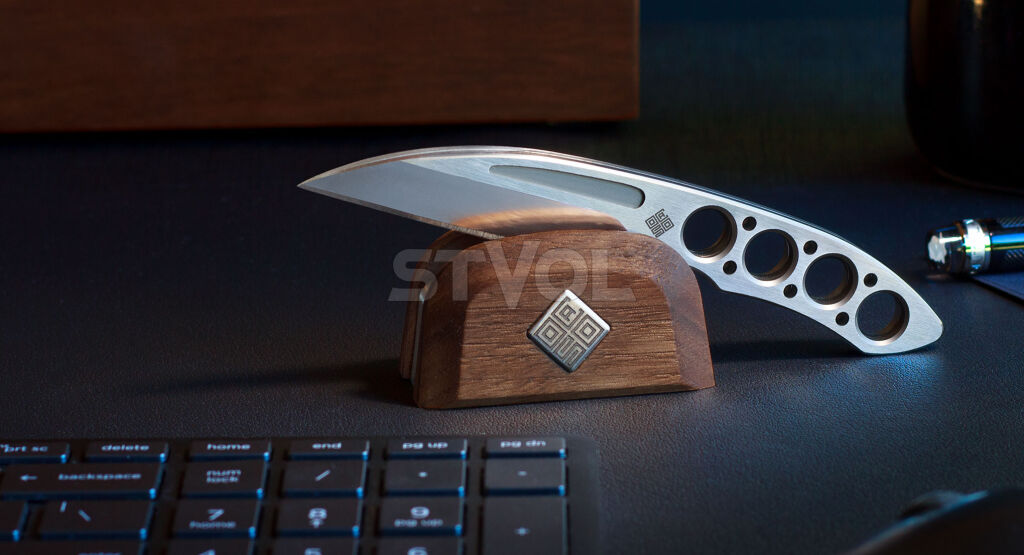 Набір з двох ножів Ocaso "Duo Desk Knife Wharncliffe" із підставкою з деревини горіха фото 7