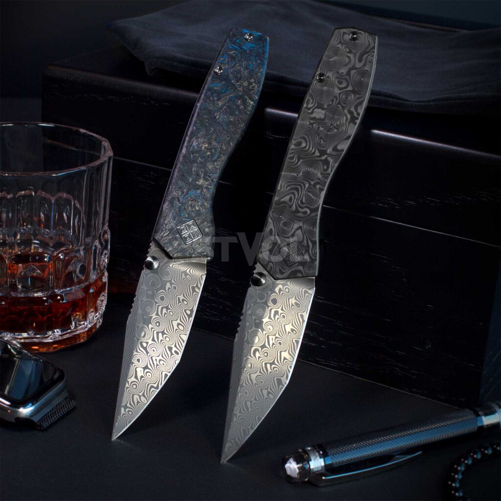 Нож Ocaso "Delos", Dark Matter Blue, Damascus Фото 7